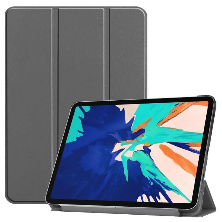 For iPad Air 13 2025 / 2024 / Pro 12.9 2022 Custer Texture 3-Fold Smart Leather Tablet Case(Gray)