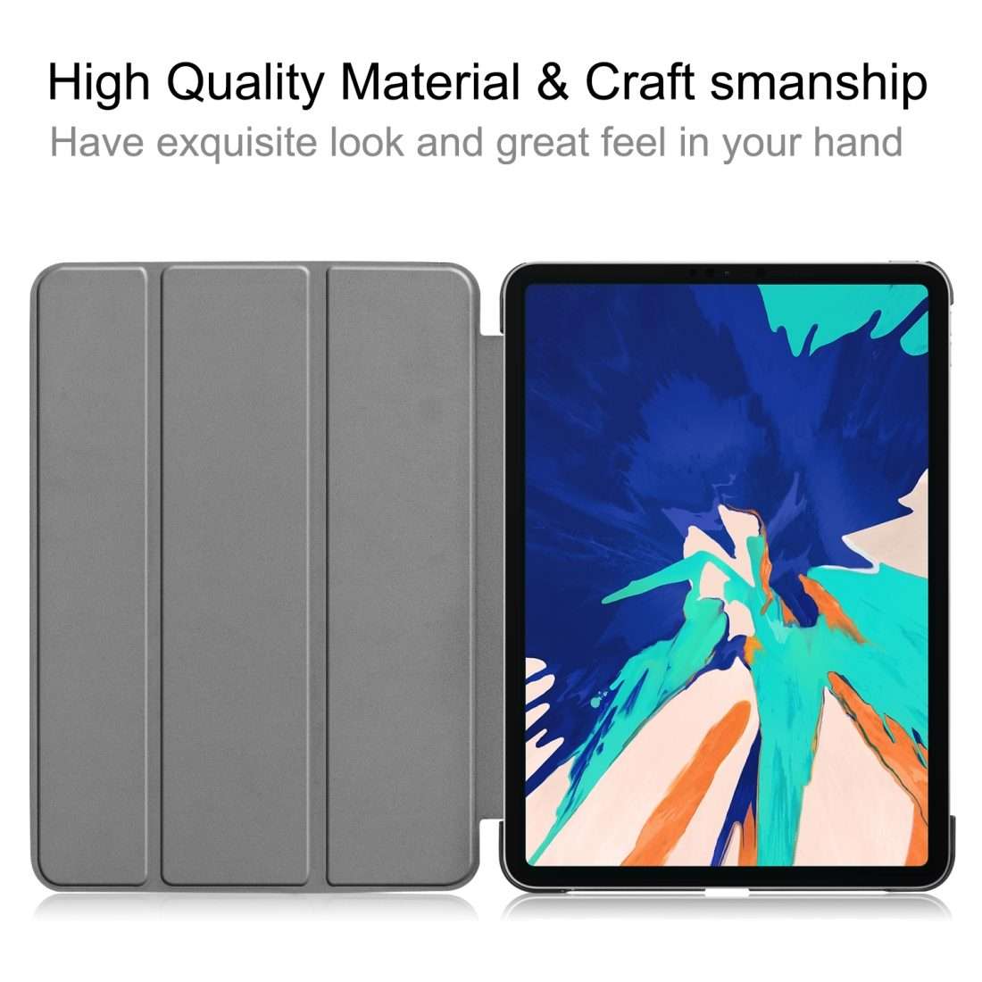 For iPad Air 13 2025 / 2024 / Pro 12.9 2022 Custer Texture 3-Fold Smart Leather Tablet Case(Gray)