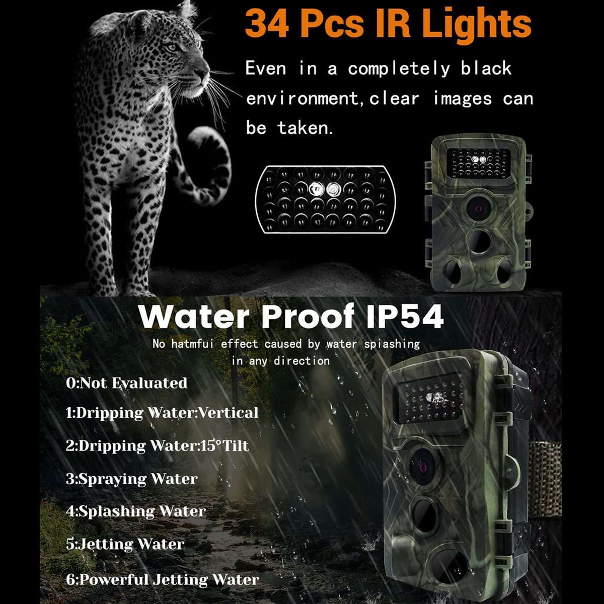 PR3000 2 Inch LCD Screen Infrared Night Vision Wildlife Hunting Trail Camera