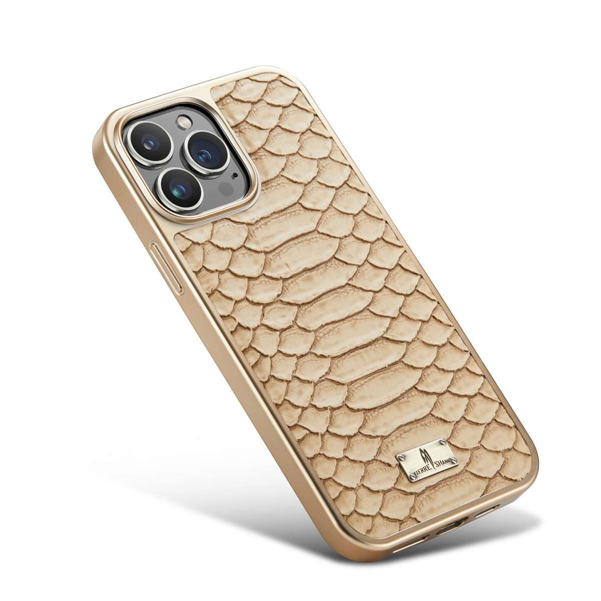 Fierre Shann Python Texture Electroplating PU Phone Case For iPhone 11 Pro Max(White)