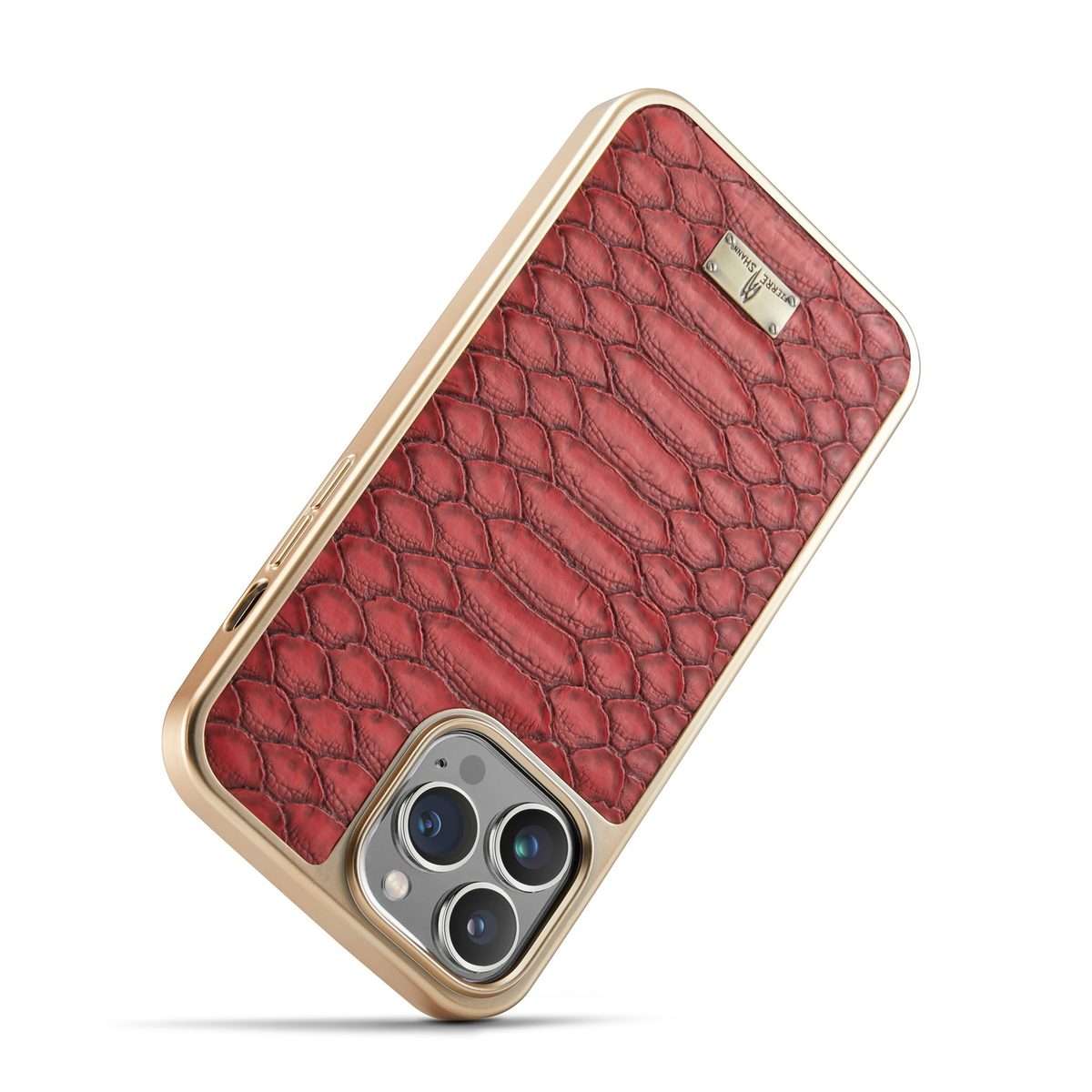 Fierre Shann Python Texture Electroplating PU Phone Case For iPhone 11 Pro Max(Red)