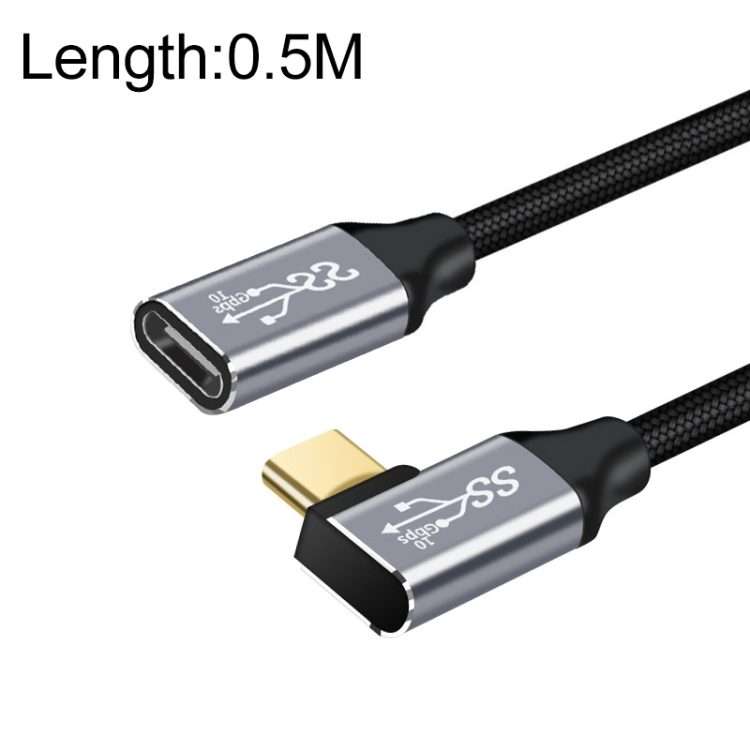 50cm 10Gbps USB-C / Type-C Female to Male Elbow Charging Data Transmission Extension Cable