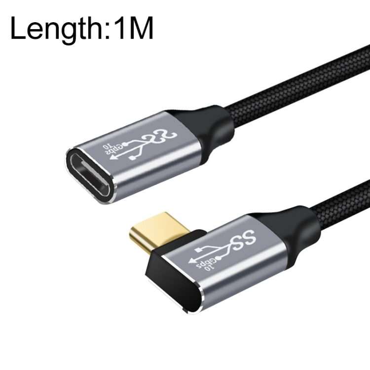 1m 10Gbps USB-C / Type-C Female to Male Elbow Charging Data Transmission Extension Cable