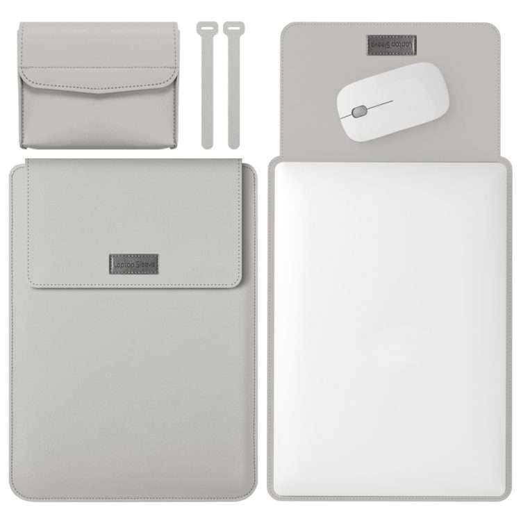 4 in 1 Lightweight and Portable Leather Computer Bag, Size:11/12 inches(Grey)