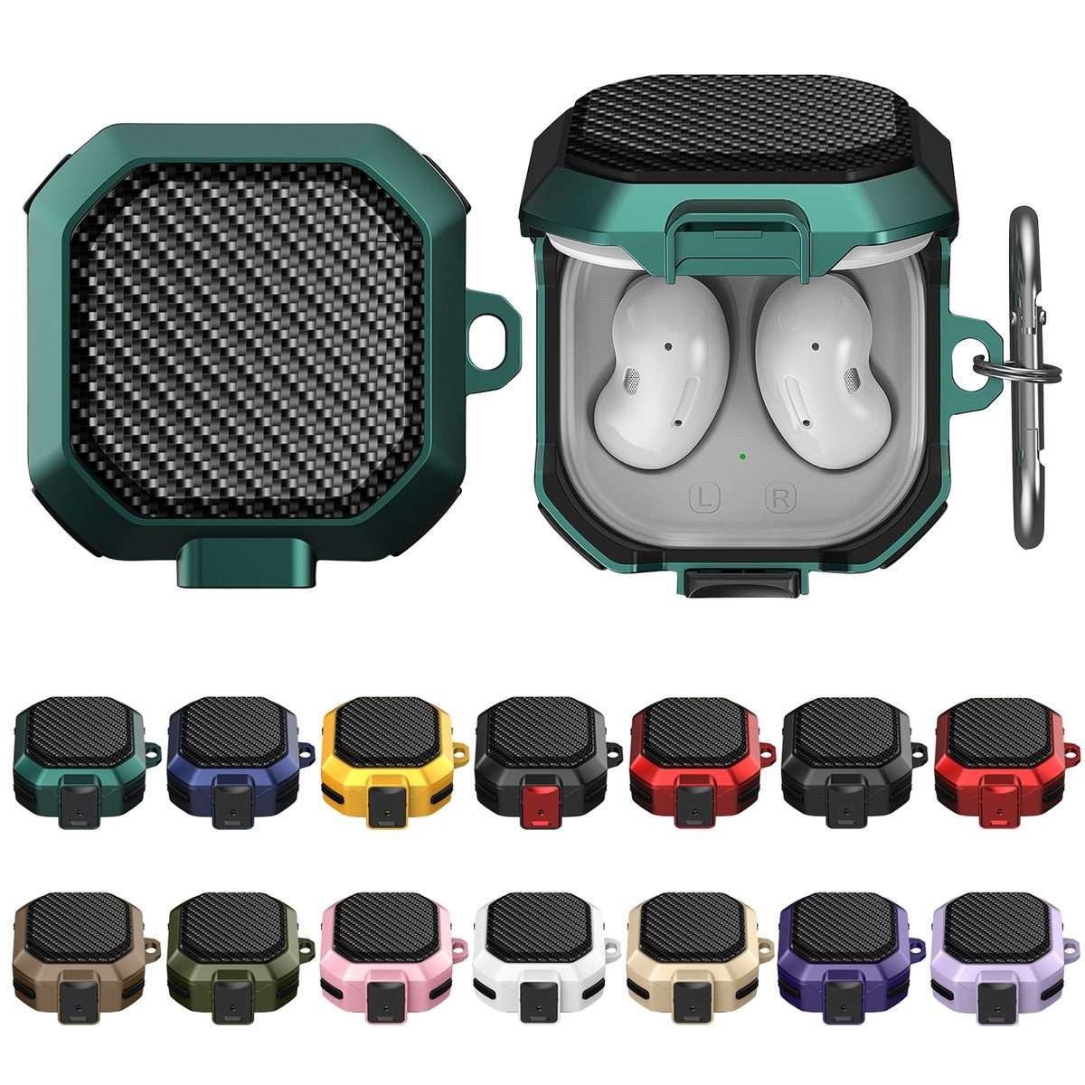 For Samsung Galaxy Buds Live/Buds Pro/Buds 2/2 Pro Anti-fall Earphones Case with Switch(Black)