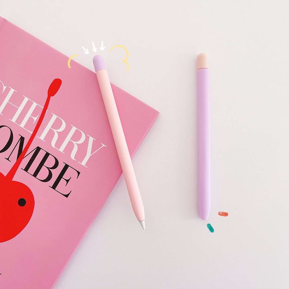 Contrasting Color Silicone Protective Case For Apple Pencil 2(Pink)