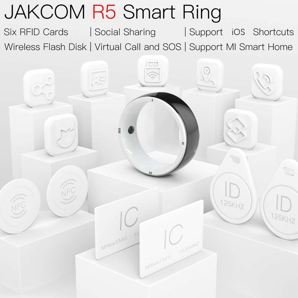JAKCOM R5 Smart Ring Multifunction Smart Wear Ring, Size:L