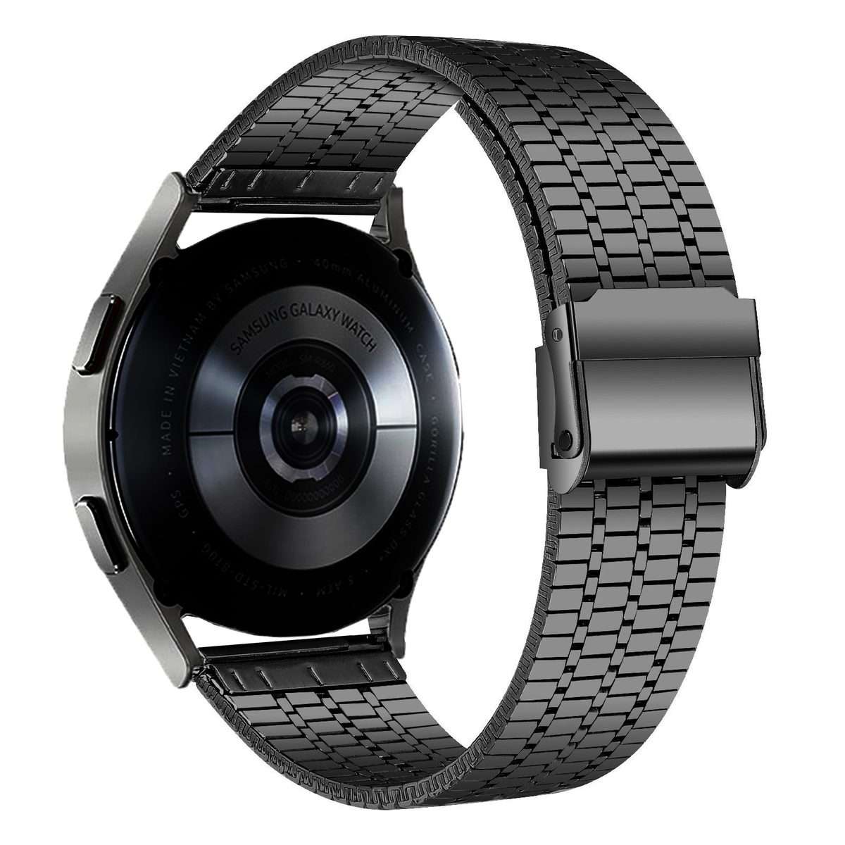 22mm Universal Seven-bead Stainless Steel Watch Band(Black)