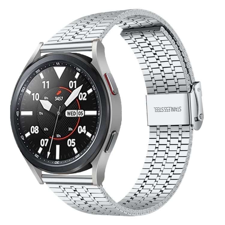 22mm Universal Seven-bead Stainless Steel Watch Band(Silver)