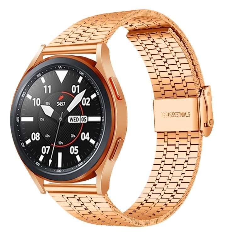 22mm Universal Seven-bead Stainless Steel Watch Band(Rose Gold)