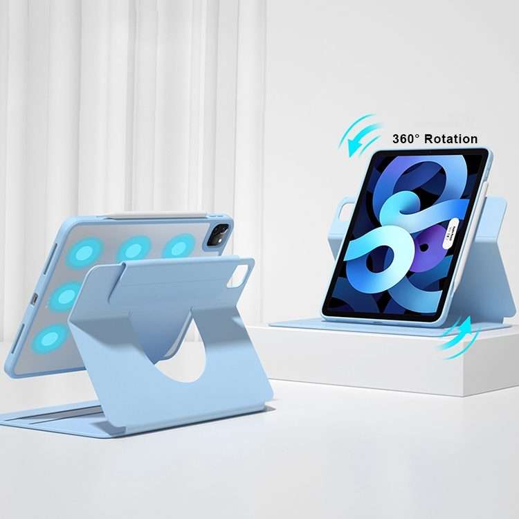 For iPad Pro 11 2022 / 2021 / 2020 / 2018 Front Stand Rotating Clear Back Smart Tab ... (Sky Blue)