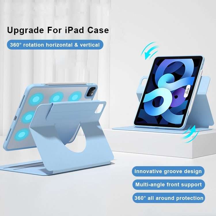 For iPad Pro 11 2022 / 2021 / 2020 / 2018 Front Stand Rotating Clear Back Smart Tab ... (Sky Blue)