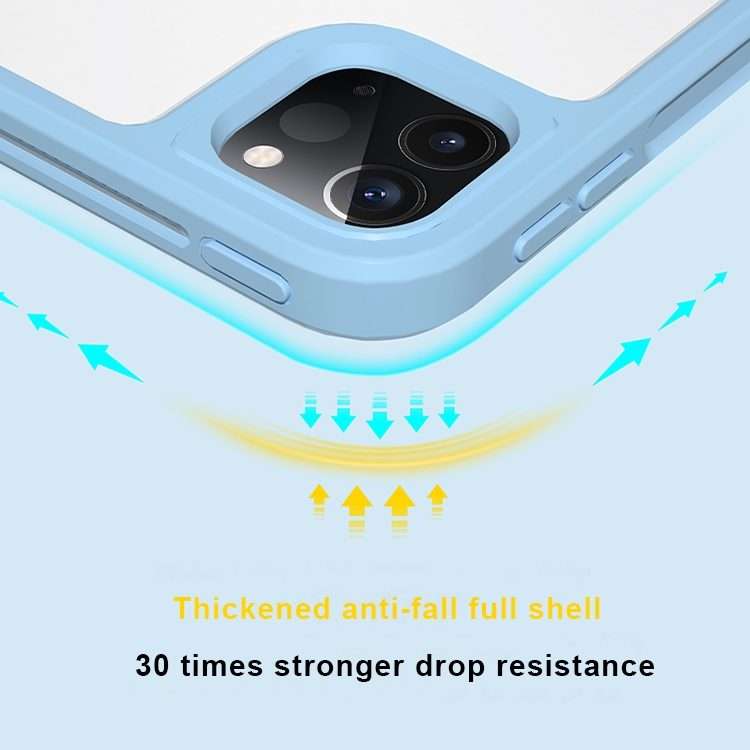 For iPad Pro 11 2022 / 2021 / 2020 / 2018 Front Stand Rotating Clear Back Smart Tab ... (Sky Blue)