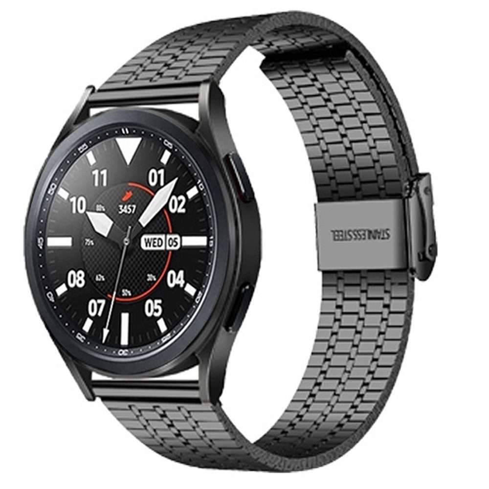 20mm Universal Seven-bead Stainless Steel Watch Band(Black)