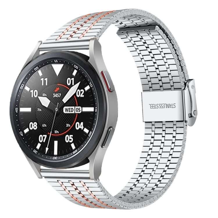 20mm Universal Seven-bead Stainless Steel Watch Band(Silver+Rose)