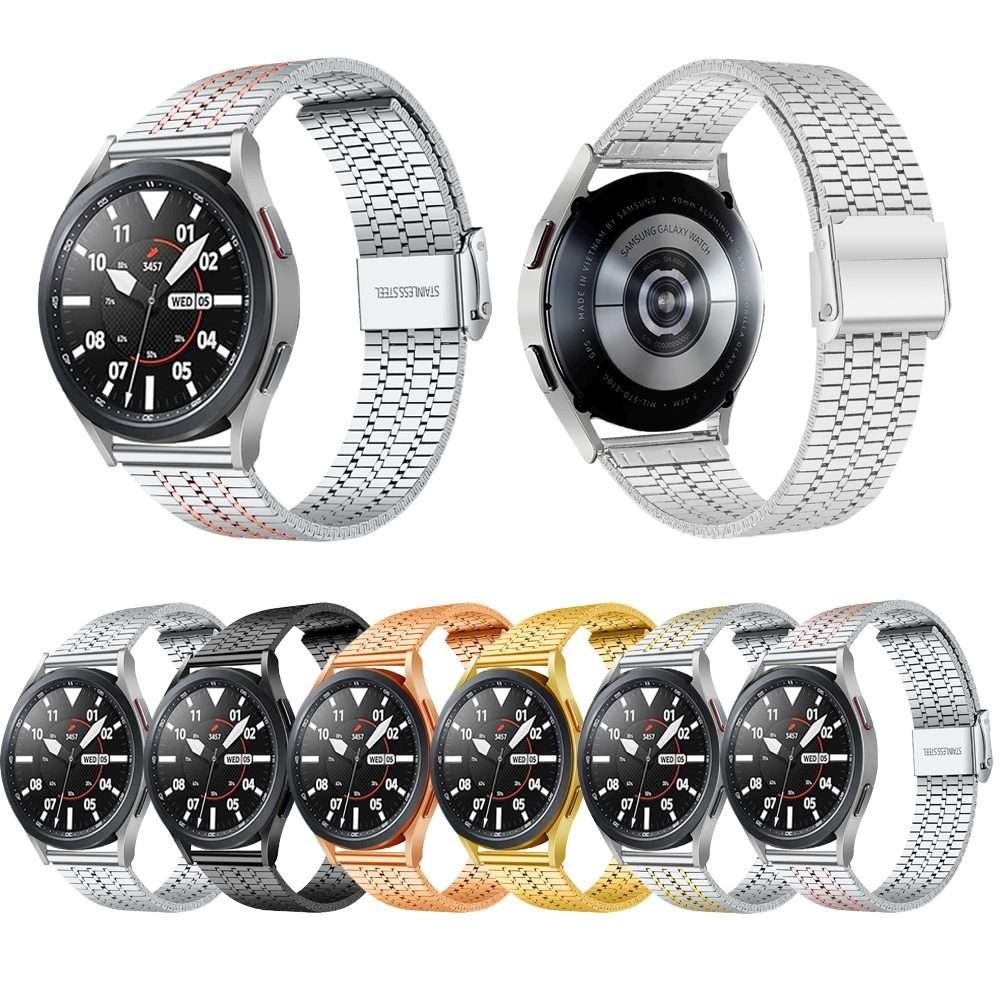 20mm Universal Seven-bead Stainless Steel Watch Band(Silver+Rose)
