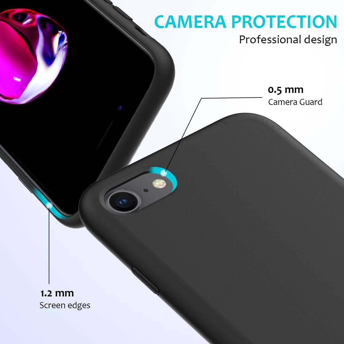 For iPhone SE 2022 / SE 2020 Shockproof Full Coverage Silicone Soft Protective Case(Black)