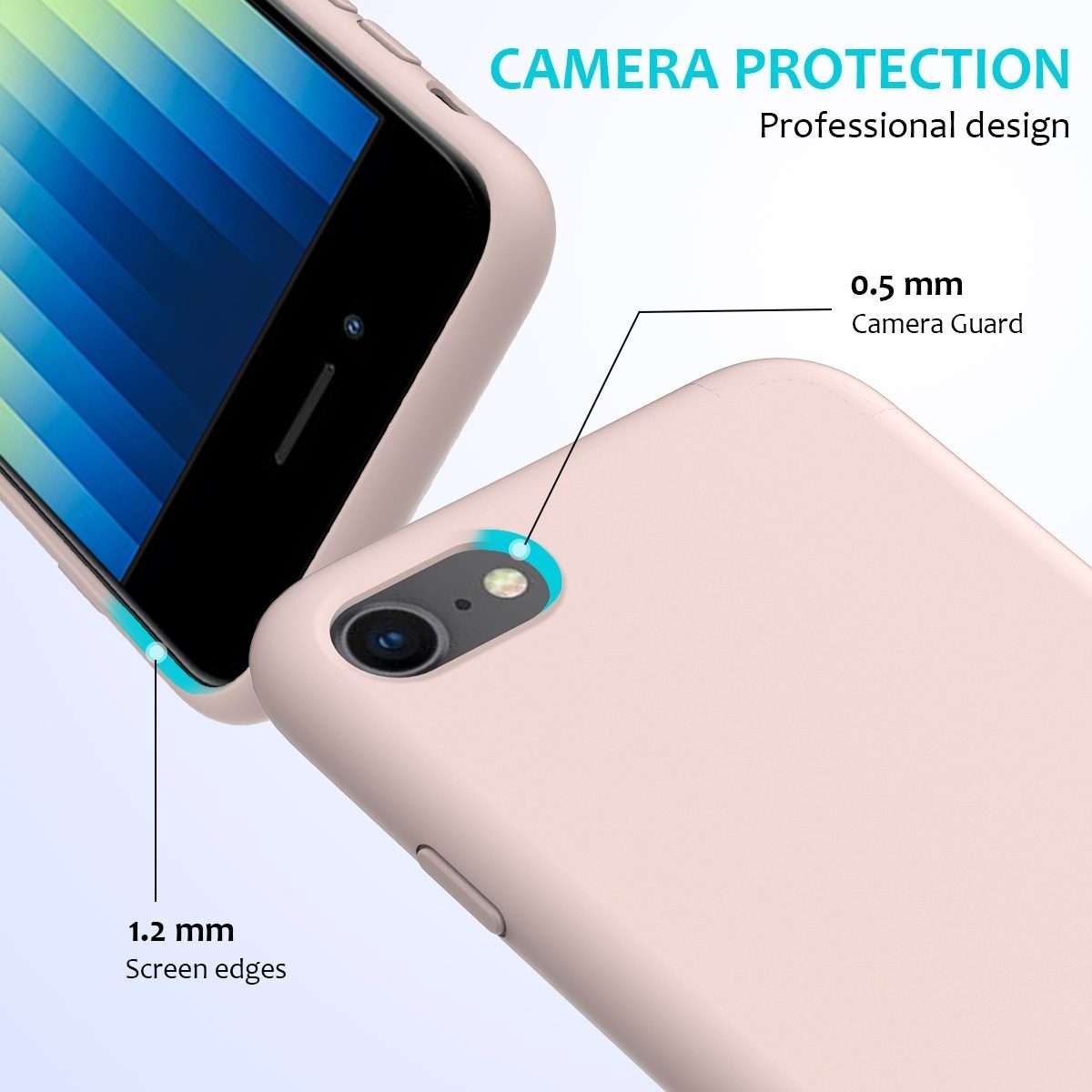 For iPhone SE 2022 / SE 2020 Shockproof Full Coverage Silicone Soft Protective Case(Pink)