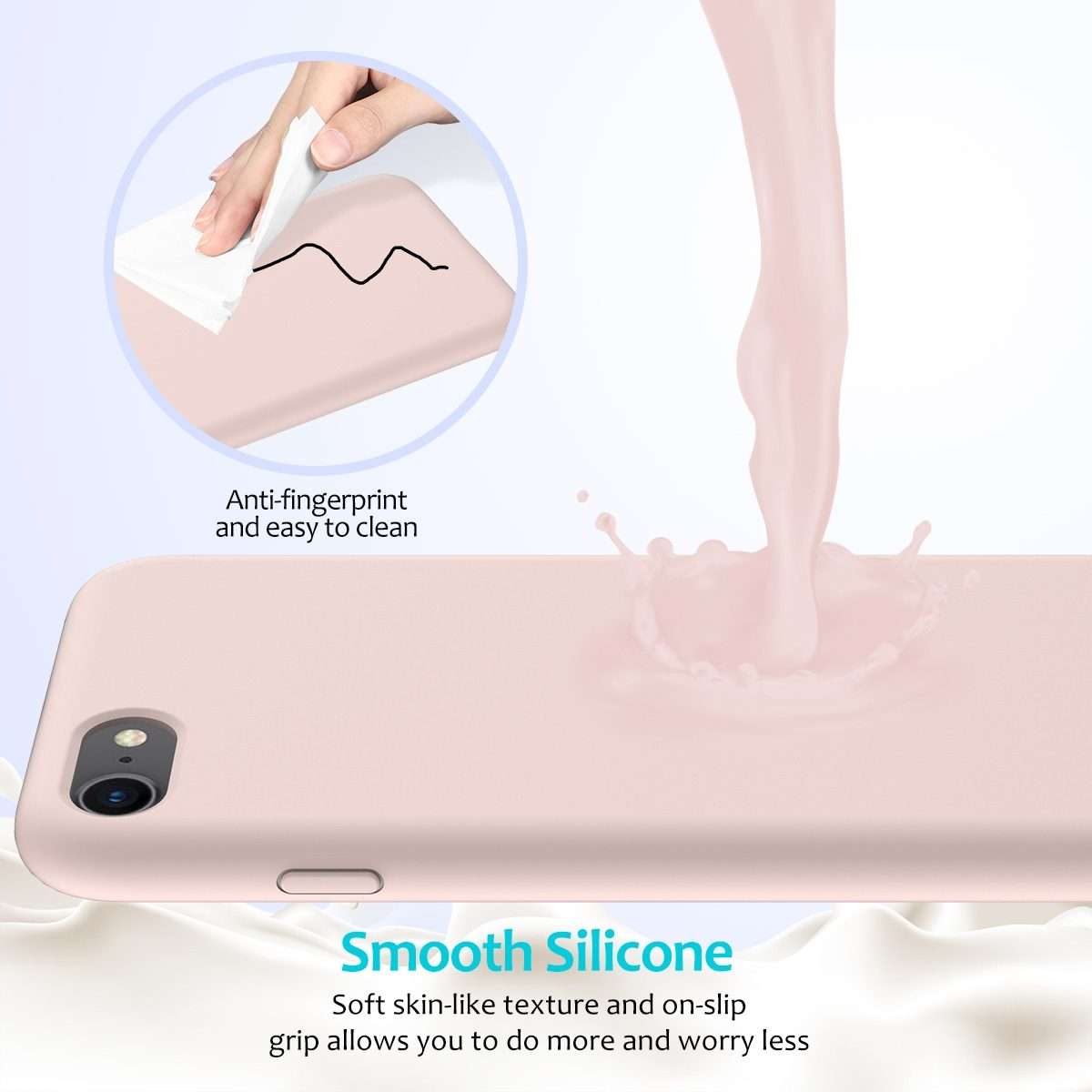 For iPhone SE 2022 / SE 2020 Shockproof Full Coverage Silicone Soft Protective Case(Pink)