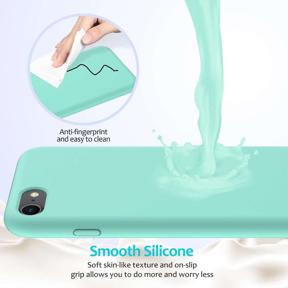 For iPhone SE 2022 / SE 2020 Shockproof Full Coverage Silicone Soft Protective Case(Light Blue)