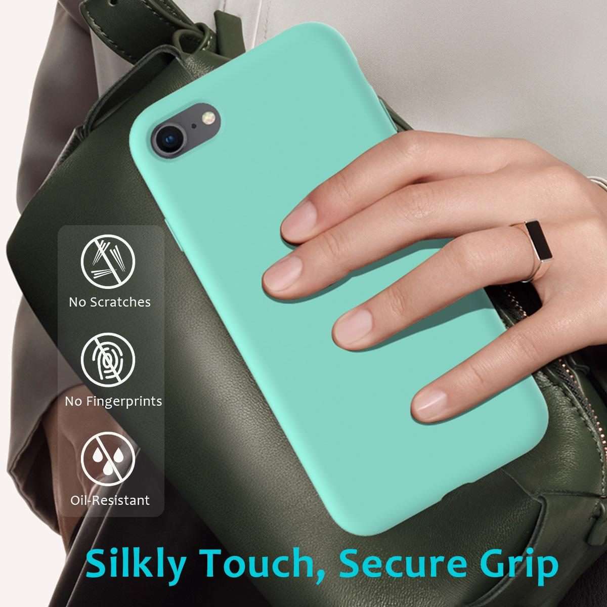 For iPhone SE 2022 / SE 2020 Shockproof Full Coverage Silicone Soft Protective Case(Light Blue)