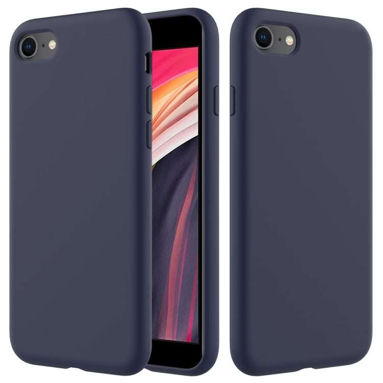 For iPhone SE 2022 / SE 2020 Shockproof Full Coverage Silicone Soft Protective Case(Dark Blue)