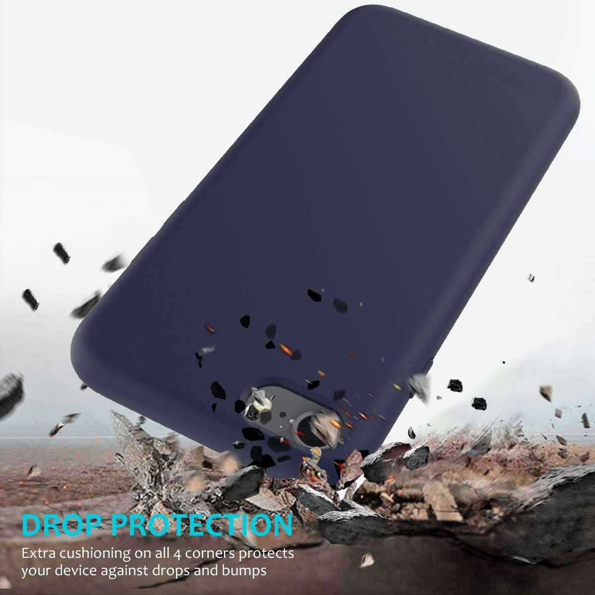 For iPhone SE 2022 / SE 2020 Shockproof Full Coverage Silicone Soft Protective Case(Dark Blue)
