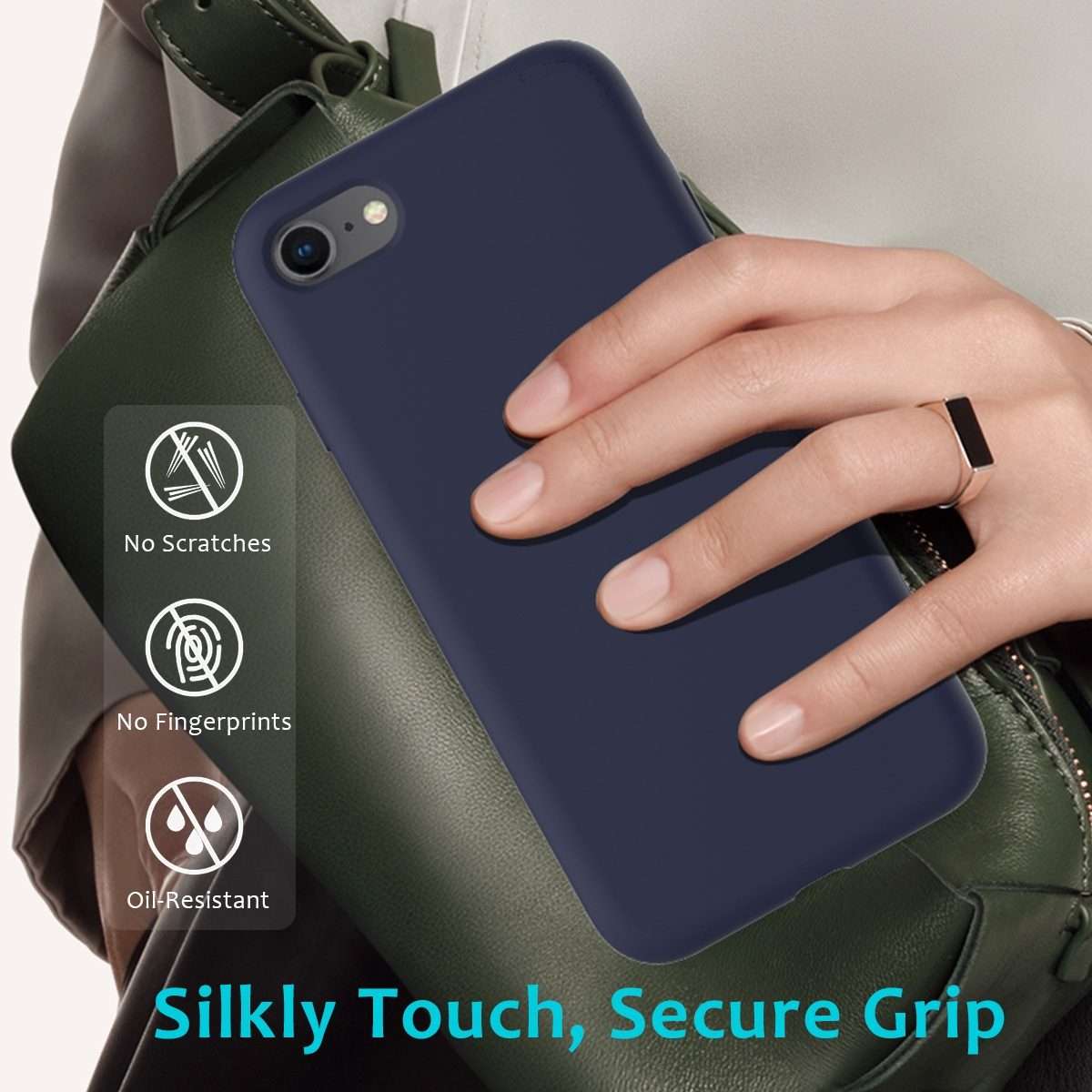 For iPhone SE 2022 / SE 2020 Shockproof Full Coverage Silicone Soft Protective Case(Dark Blue)