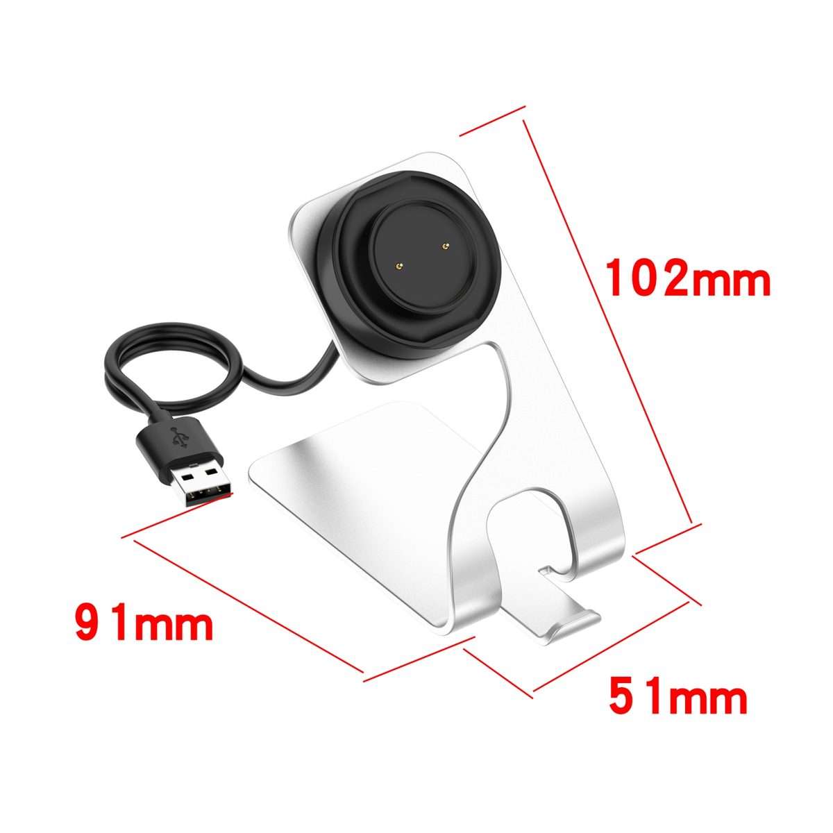 For Amazfit Bip 3 Aluminum Alloy Watch Charger Holder(Silver)