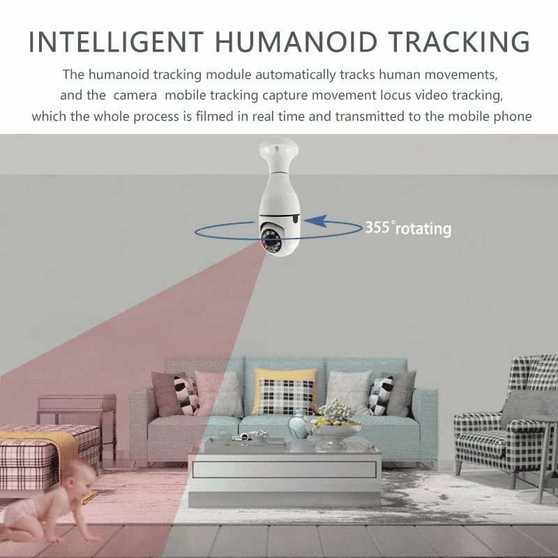 R2-30G 3MP HD Smart WiFi Bulb Camera, Support Night Vision & Motion Detection