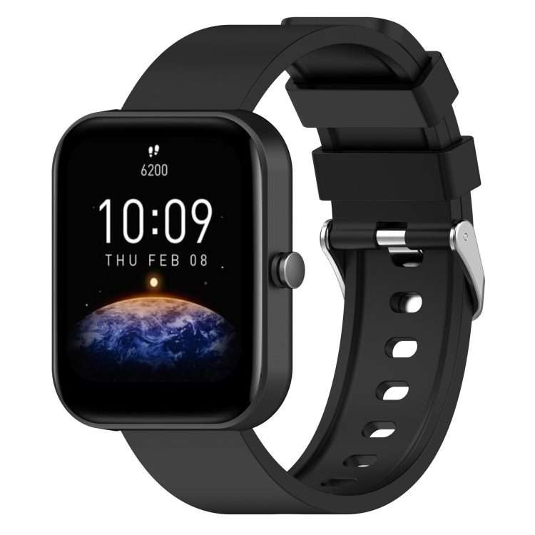 For Amazfit Bip 3 20mm Steps Style Silicone Watch Band(Black)