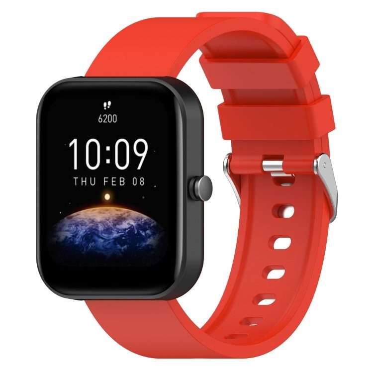 For Amazfit Bip 3 20mm Steps Style Silicone Watch Band(Red)