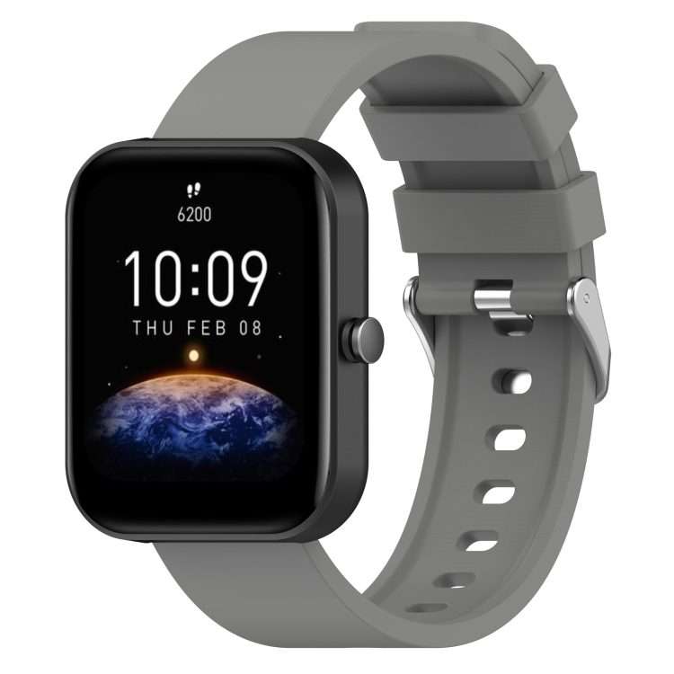 For Amazfit Bip 3 20mm Steps Style Silicone Watch Band(Grey)