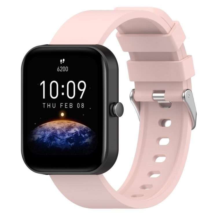 For Amazfit Bip 3 20mm Steps Style Silicone Watch Band(Light Pink)
