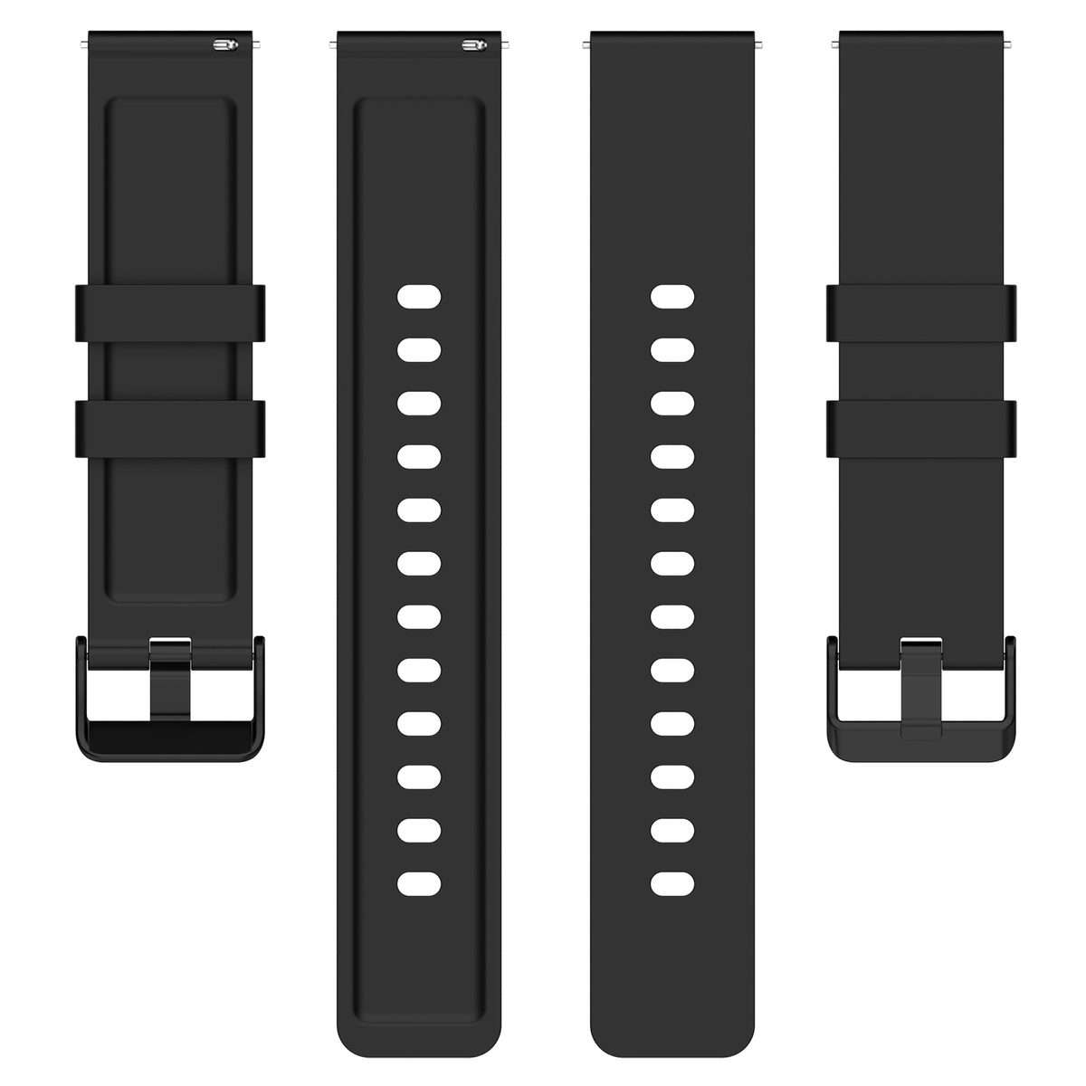 For Amazfit Bip 3 20mm Step Silicone Strap Stainless Steel Black Buckle(Black)