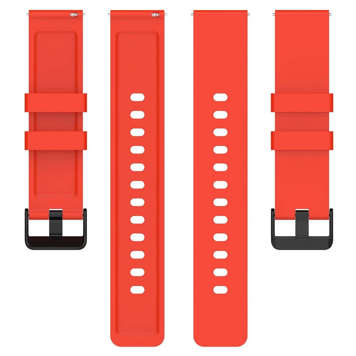 For Amazfit Bip 3 20mm Step Silicone Strap Stainless Steel Black Buckle(Red)