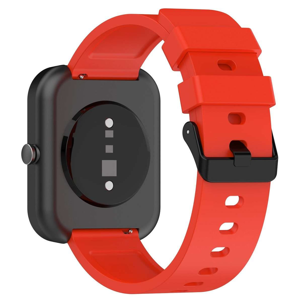 For Amazfit Bip 3 20mm Step Silicone Strap Stainless Steel Black Buckle(Red)