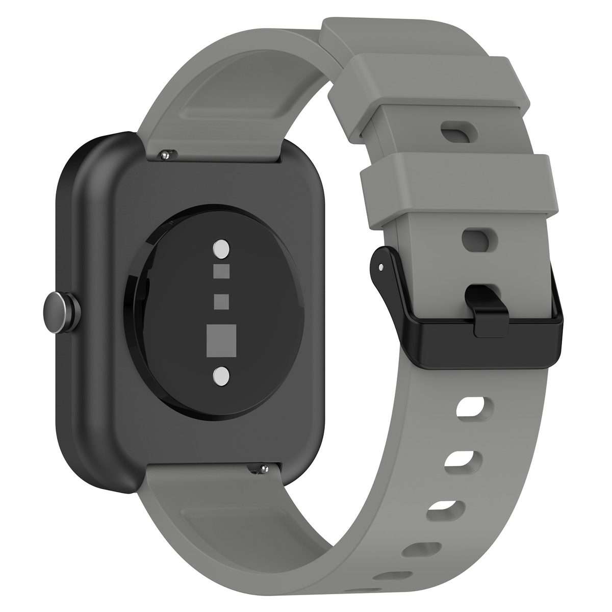For Amazfit Bip 3 20mm Step Silicone Strap Stainless Steel Black Buckle(Grey)