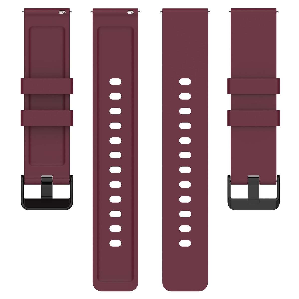 For Amazfit Bip 3 20mm Step Silicone Strap Stainless Steel Black Buckle(Wine Red)