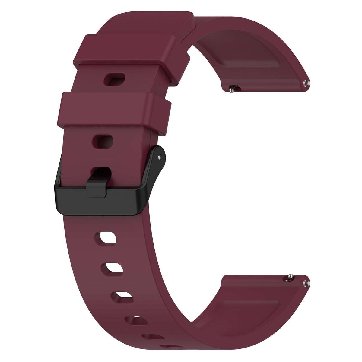 For Amazfit Bip 3 20mm Step Silicone Strap Stainless Steel Black Buckle(Wine Red)