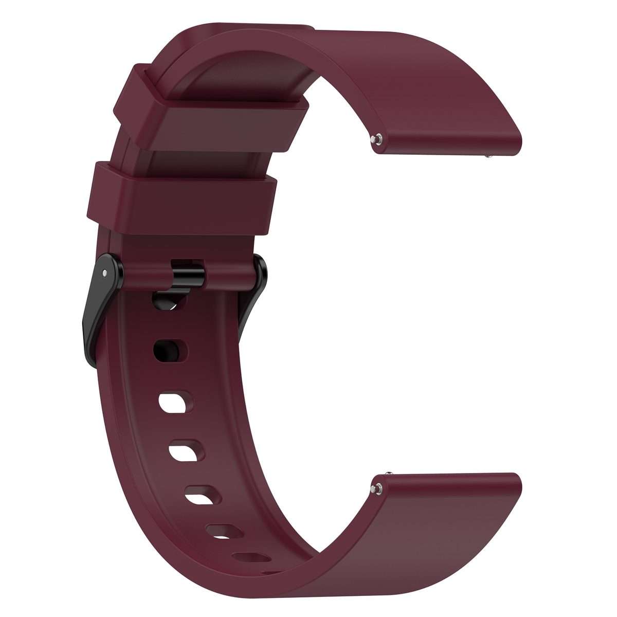 For Amazfit Bip 3 20mm Step Silicone Strap Stainless Steel Black Buckle(Wine Red)