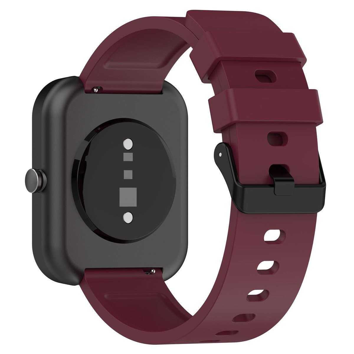 For Amazfit Bip 3 20mm Step Silicone Strap Stainless Steel Black Buckle(Wine Red)