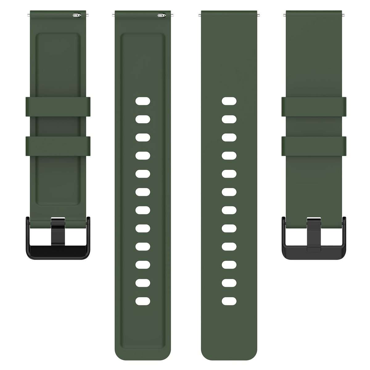 For Amazfit Bip 3 20mm Step Silicone Strap Stainless Steel Black Buckle(Army Green)