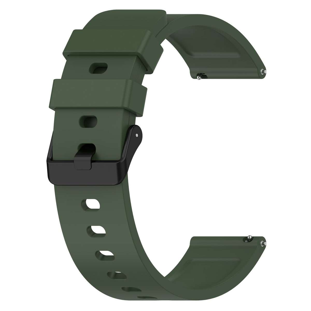 For Amazfit Bip 3 20mm Step Silicone Strap Stainless Steel Black Buckle(Army Green)