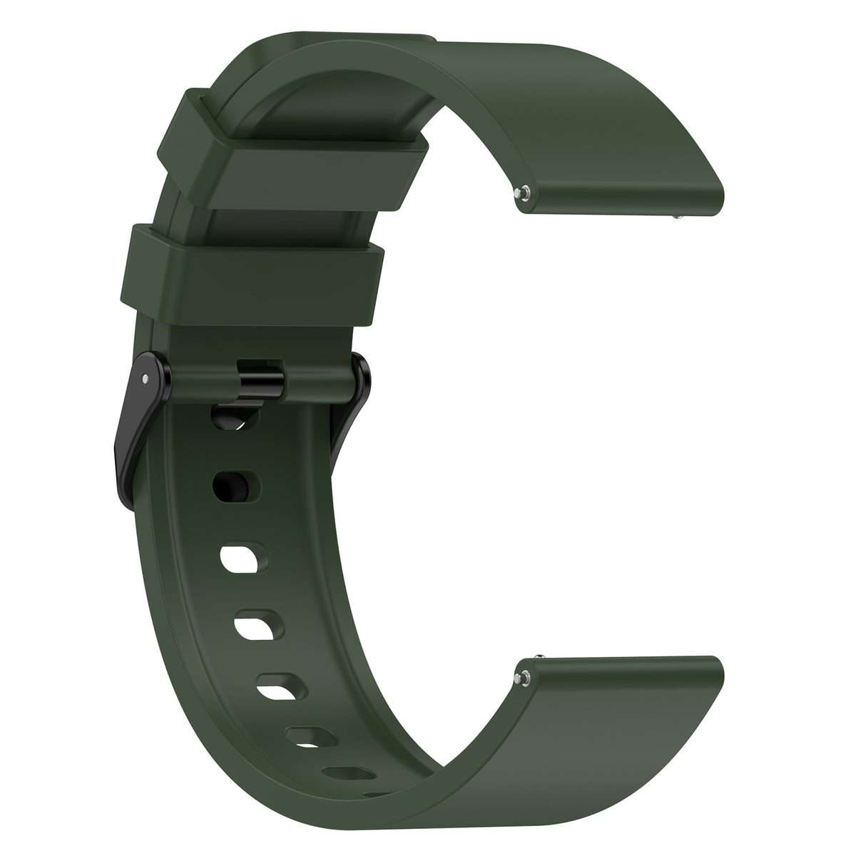 For Amazfit Bip 3 20mm Step Silicone Strap Stainless Steel Black Buckle(Army Green)