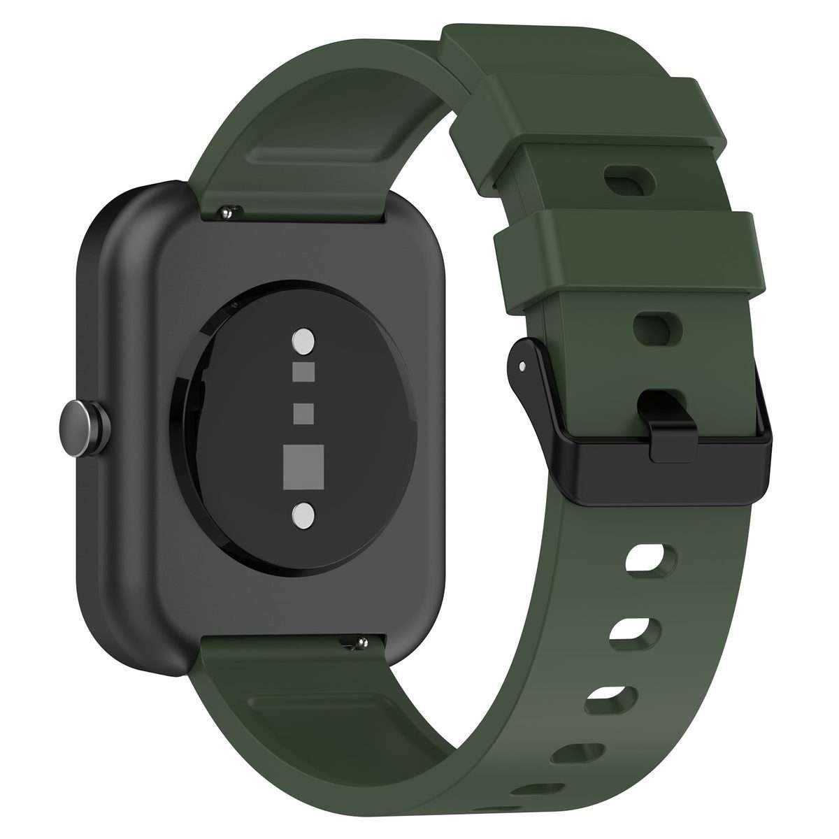 For Amazfit Bip 3 20mm Step Silicone Strap Stainless Steel Black Buckle(Army Green)