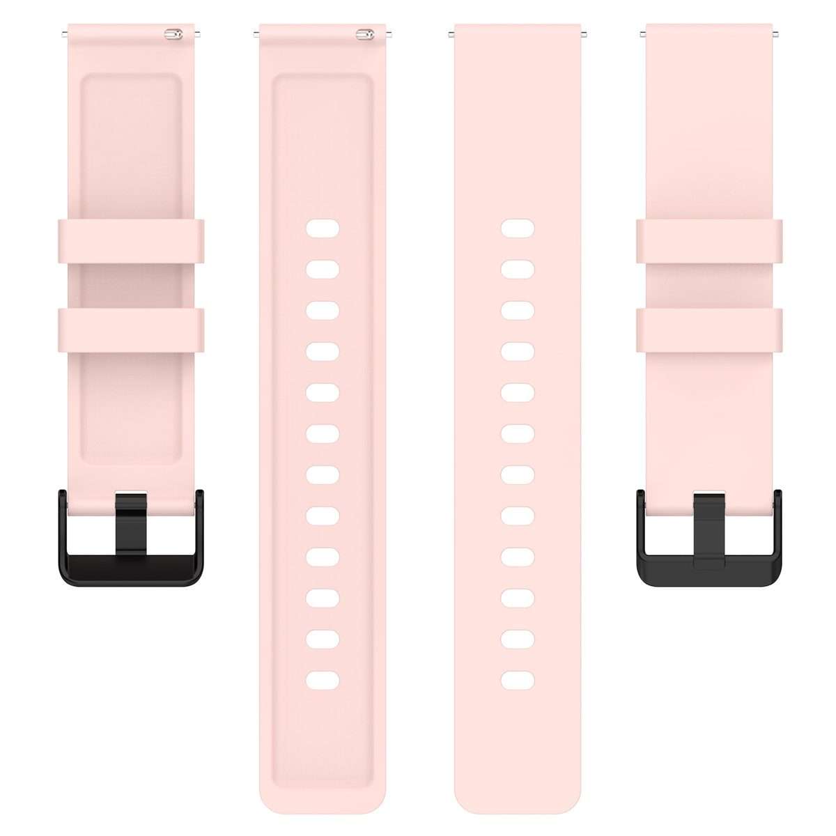 For Amazfit Bip 3 20mm Step Silicone Strap Stainless Steel Black Buckle(Light Pink)