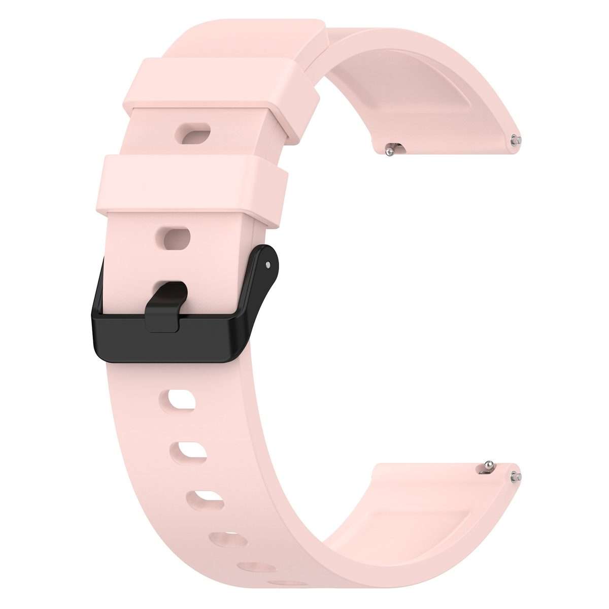 For Amazfit Bip 3 20mm Step Silicone Strap Stainless Steel Black Buckle(Light Pink)
