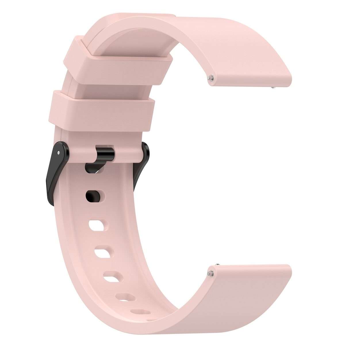 For Amazfit Bip 3 20mm Step Silicone Strap Stainless Steel Black Buckle(Light Pink)