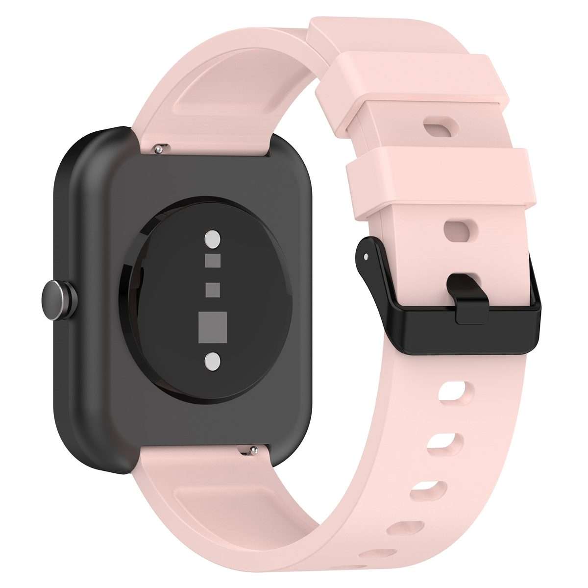 For Amazfit Bip 3 20mm Step Silicone Strap Stainless Steel Black Buckle(Light Pink)